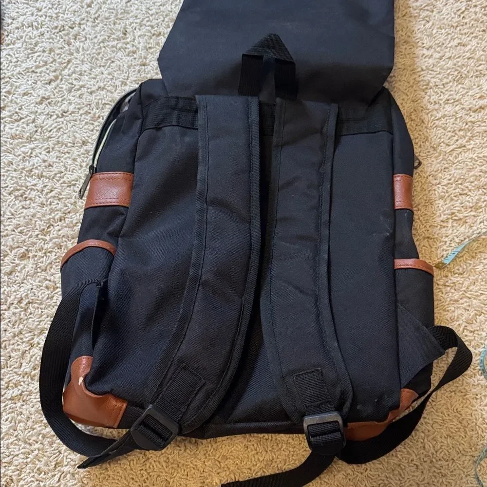 Small Travel Backpack Commuter Black Brown Excellent condition